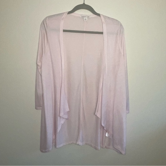 Coldwater Creek Open Front Lightweight Roll Tab Cardigan Tunic In Pale Pink - Picture 8 of 16